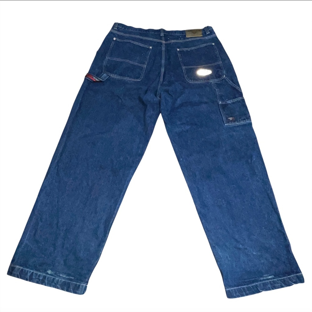Vintage Pure Playaz Jeans Mens 42 x 33 Blue Baggy Hip Hop Pockets Y2K Cargo